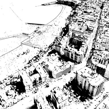 Aerial View Wireframe Map of Barcelona, Geometric Representation clipart