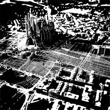 Barcelona Havadan Görünüm Tel Çerçeve Haritası, Geometrik Temsil