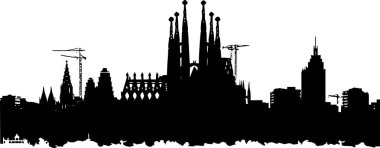 Barcelona Skyline 'ın Vektörü, Cesur ve Çarpıcı