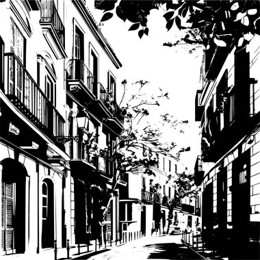 Barselona Sokaklarının Vektör Posteri, Modern Kentsel Estetik