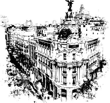 Barcelona 'nın Sanatsal Siyah ve Beyaz Çizimi, Amblematik Stil