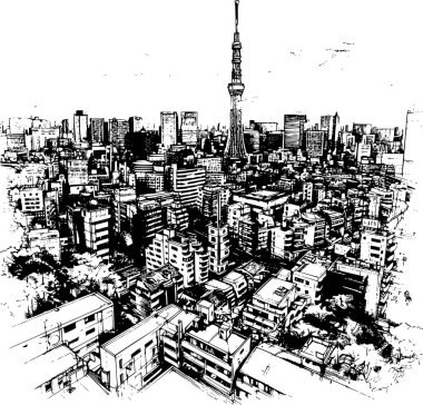 Tokyo Resimlerinin Şehir Çizimi, Çizilmiş Tokyo Skyline