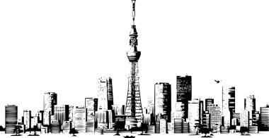 Tokyo 'nun Siyah ve Beyaz Peyzajı, Tokyo Şehir Manzarası