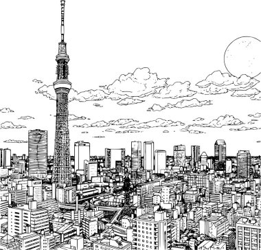 Tokyo Renklendirme Kitabı İllüstrasyonu, Tokyo 'da Gerçekçi Görüntü