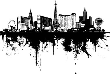 Las Vegas Vektör Sanatı, Las Vegas 'ın Siyah ve Beyaz Silueti Skyline