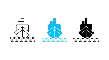 Gemi çizgisi simgesi, vektör düzlüğü beyaz arkaplan üzerinde basit illüstrasyon.