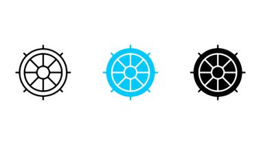 Geminin direksiyon ana hatları simgesi. Beyaz arkaplan üzerindeki vektör düz düz modayı çizimi