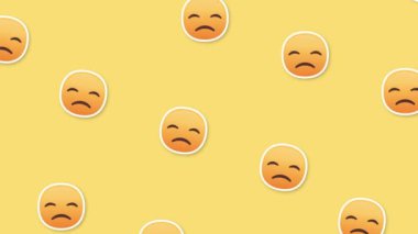 Şeffaf bir arkaplanda hüzünlü ama rahatlamış bir yüz animasyonu Emoji. Alfa Kanalı ile 4K Döngü Canlandırması.