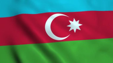 Rüzgarda Dalgalanan Azerbaycan Bayrağı (LOOP)