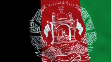 Afganistan bayrağı 3D animasyon sallıyor. Afgan bayrağı rüzgarda dalgalanıyor. Afganistan Ulusal Bayrağı.