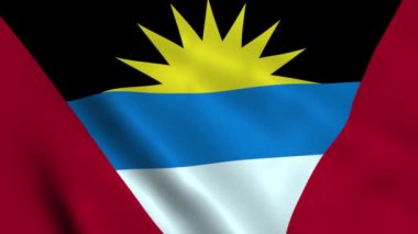Antigua ve Barbuda ulusal bayrak videosu. 3D Antigua ve Barbuda bayrağı dalgalanan kusursuz döngü video animasyonu