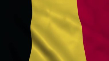 Belçika ulusal bayrak videosu. 3D Belçika bayrağı kusursuz döngü video animasyonu sallıyor