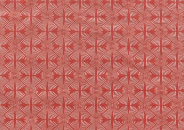 Şekilli geometrik kırmızı desen. Yaratıcı soyut sanat arkaplanı. Kırmızı kumaş dokusu. Eski tarz çiçek deseni