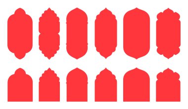 Doğulu kemer şekilleri. İslami biçim sınırı ve çerçeve tasarım şablon elementi.