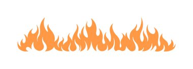 Çizgi film ateş sınırları. Alevli çerçeve, alev saçan bölmeler, kızgın flamalar. Beyaz arka planda yangın alevleri. Beyaz arkaplanda izole edilmiş alevleri kapat