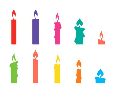 Koyu arkaplanda parlayan bir mum vektör çizimi. Animasyon için mum yakmak çok gerçekçi..