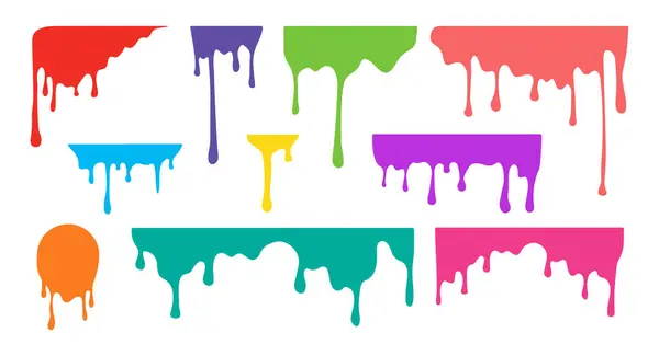 stock vector Set of colorful paint splashes. Colored paint splashes isolated on white background. Dripping ink.