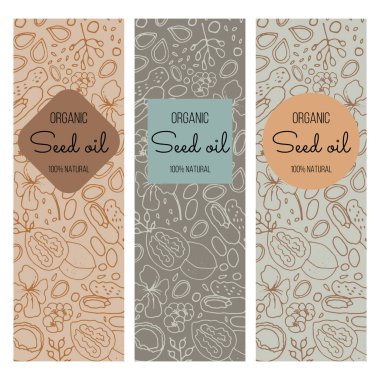 3 vektör fındık yağı şablonu seti. Çizimlerine dayanarak..