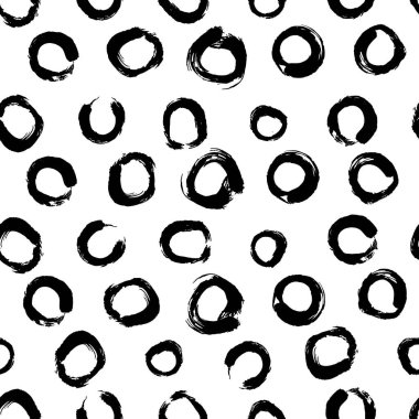 El çizimi grunge daireleri pürüzsüz desen. Farklı daireler, kalın ve ince, büyük ve küçük.