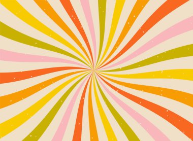 Sarı arka planda Güneş ışınları antika tarzı, Güneş patlaması desenli arka plan. Işınlar. Yaz Sancak Vektörü illüstrasyonu