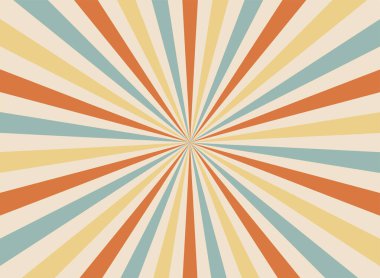 Sarı arka planda Güneş ışınları antika tarzı, Güneş patlaması desenli arka plan. Işınlar. Yaz Sancak Vektörü illüstrasyonu