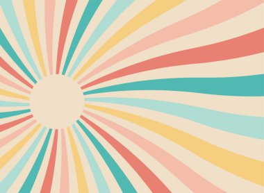 Sarı arka planda Güneş ışınları antika tarzı, Güneş patlaması desenli arka plan. Işınlar. Yaz Sancak Vektörü illüstrasyonu