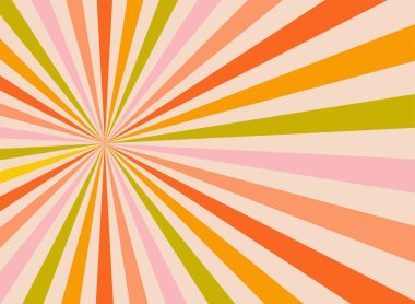 Sarı arka planda Güneş ışınları antika tarzı, Güneş patlaması desenli arka plan. Işınlar. Yaz Sancak Vektörü illüstrasyonu