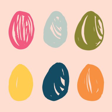 Paskalya yumurtaları. Çizim tarzında vektör çizimleri. Renkli Paskalya yumurtaları.