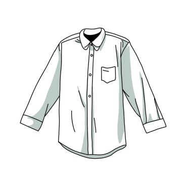 Erkeklerin uzun kollu gömlek vektör illüstrasyonunun düz çizimi