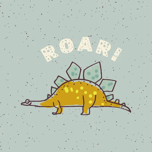 El rüya büyük dinozor illüstrasyon vektör çizimi. Komik karikatür dino. Elle çizilmiş vektör doodle tasarım kızlar için çocuklar. El çekilmiş çocuk illüstrasyon moda giysiler, kıyafet, kumaş için