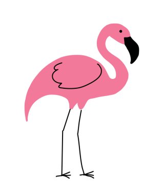 Şirin flamingo. Parmak izi tasarımı, tebrik kartları, bebek partisi için kullanılabilir. İskandinav tarzı vektör çizimi.