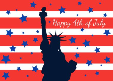 4 Temmuz. ABD 'nin Bağımsızlık Günü. Tebrik kartı ve poster tasarımı. Vatansever tebrik kartı. 