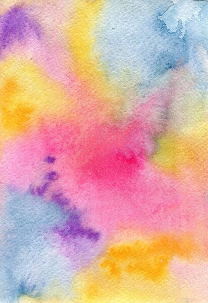 Abstracto Acuarela Acuarela Dibujado Mano Mancha Colorido Amarillo Rosa Pintura — Foto de Stock