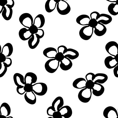 Abstract seamless pattern with cute hand drawn sketch of meadow flowers. Fashion stylish natural background. Good for fabric, print, cover, banner, wrapping, wallpaper.