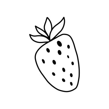 Karalama simgesi çilek, çilek, doğrusal simge, el çizimi 