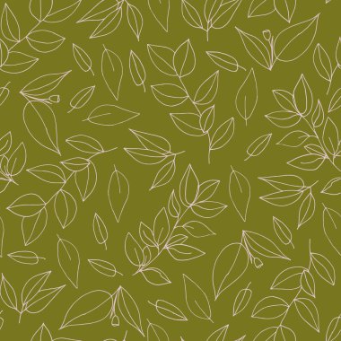 Çiçeksiz desen. Süslü yapraklı dallar. Flurish doğa yaz bahçesi dokulu arka plan