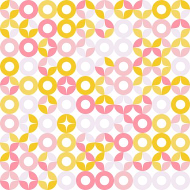 Bauhaus geometrik kusursuz desen, pembe ve sarı karışımı. Çağdaş, çağdaş bir his. Pankartlar, baskılar, tekstil için iyi