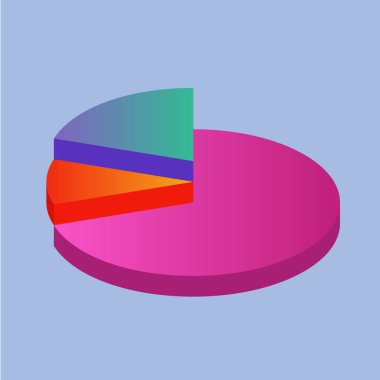 Vektör sembolü diyagramı veya grafik simgesi izole edildi. 3D pasta grafiği parçalara ayrılır. İş grafik şablonu. İş sunumu, tasarım veri finansmanı ve rapor için 3 bölümlük gerçekçi geometrik bilgi.