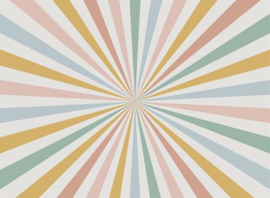 Güneş ışınları arka planda dikey. Sarı ve beyaz renk yatay arkaplan patlaması. Vektör çizimi. Güneş ışını güneş patlaması desenli arka plan. Retro parlak levha. Güneşli sirk posteri