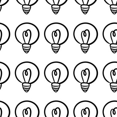 Karalama lambası ampul el çizimi kusursuz desen tasarımı. Büyük fikirler kavramı ilham, yenilik. Vektör. Eskiz. El çizimi karalama işareti