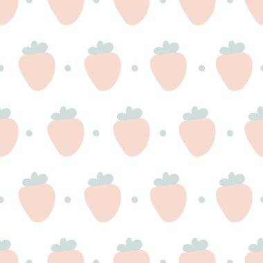 Sevimli karalama çileği dikişsiz soyut desen. Açık pembe böğürtlen. Vektör dokusu. Tekstil ve duvar kağıdı için eğilim baskısı.