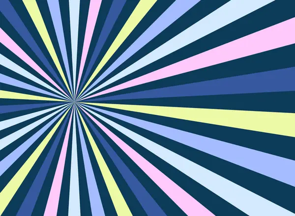 Geometrik radyal ışınlar ve parlak mavi ve parlak renklerle son moda güneş patlaması arka planı. Dinamik, göz alıcı kıvrımlar, modern posterler, el ilanları ve fütüristik titreşimli afişler için mükemmel..