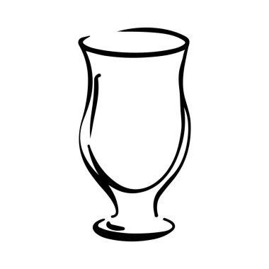 Elle çizilmiş cam kokteyl çizimi. Karalama vektörü. Minimalist çizim. Çizgi film tarzı ikon. Eski tasarım sanat eserleri.