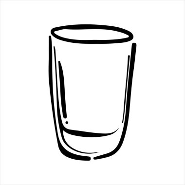 El yapımı meyve suyu bardağı çizimi. Karalama vektörü. Minimalist çizim. Çizgi film tarzı ikon. Eski tasarım sanat eserleri.