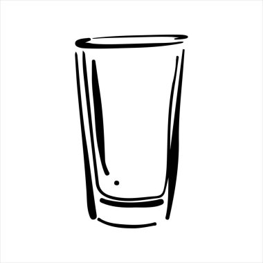 El çizimi süt bardağı çizimi. Karalama vektörü. Minimalist çizim. Çizgi film tarzı ikon. Eski tasarım sanat eserleri.