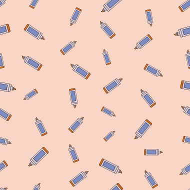 Okula sorunsuz bir şekilde geri döndüm. Şakacı fosforlu karalamalar. Eğlenceli kırtasiye vektör tasarımı.