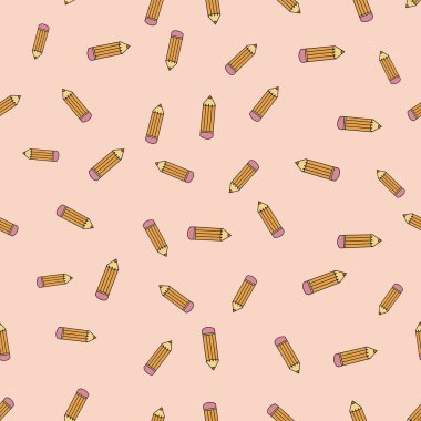 Renkli karalama deseni. Elle çizilmiş okul malzemeleri. Parlak, pürüzsüz vektör tasarımı.