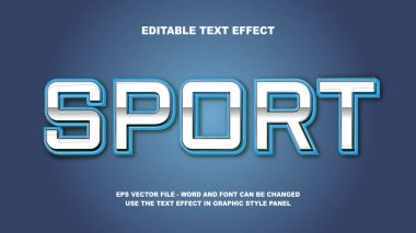 Düzenlenebilir Metin Efekti Spor 3B Vektör Şablonu