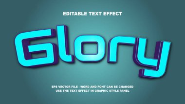 Düzenlenebilir Metin Efekti Glory 3B Vektör Şablonu