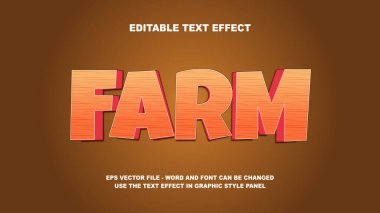 Düzenlenebilir Metin Efekti Çiftliği 3B Vektör Şablonu